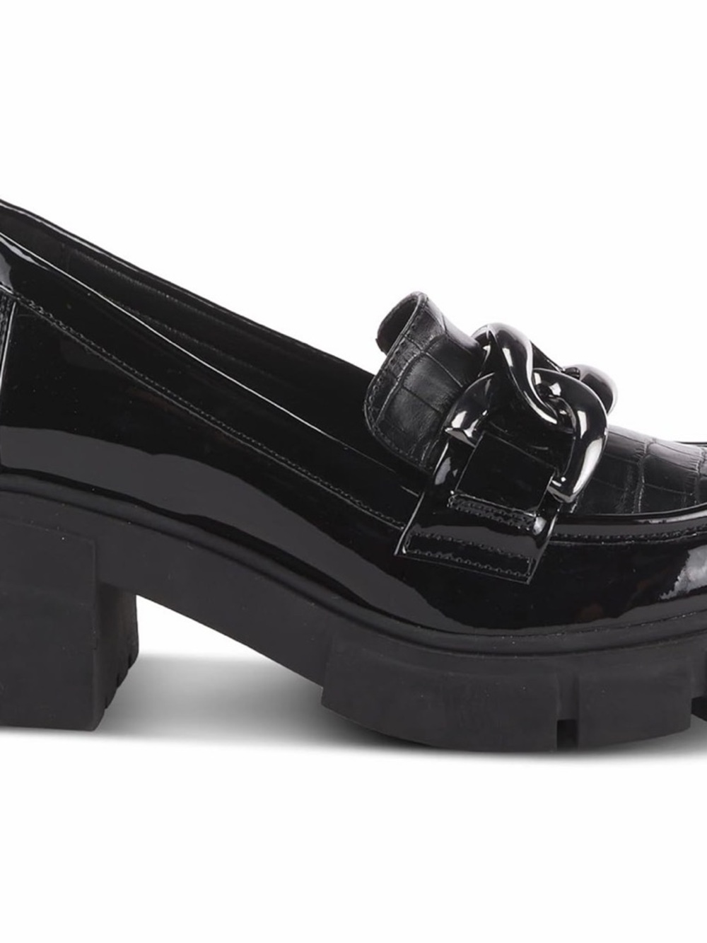 Patrizia Black Croc-Embossed Chain Loafers - Picture 4 of 4